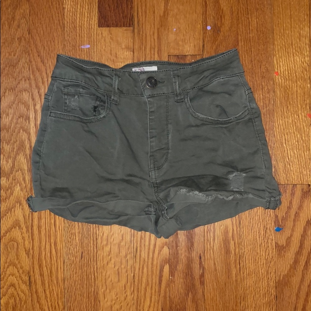 Army green jean shorts